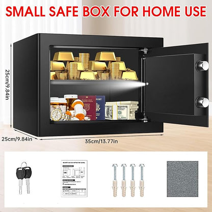 1.3 Cuft Safe Box Fireproof Waterproof, Digital Security Safes for Home Use Fire and Water Proof with Combination Lock, Alarm System and Removable Shelf, Anti-Theft Document Safes For Money, Jewelry