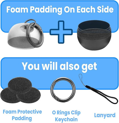 Jewelry Storage Box Case Gym Storage Jewelry Storage Box Case, Ring Organizer Container with Protective Sponge,Jewelry Care Protective Ring Holder with Keychain (YT-1-Tier Silver with Black)
