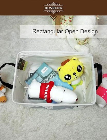 HUNRUNG Rectangle Storage Basket Cute Canvas Organizer Bin for Pet/Children Toys, Books, Clothes Perfect for Rooms/Playroom(Elephant)