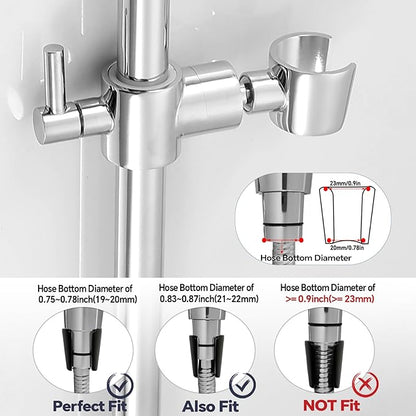 Shower Slide Bar Adjustable Handheld Shower Head Holder Wall Mount - 15inch All-Metal Shower Head Slide Bar Compatible with Bathroom Drill Free Glue Installation - Polished Chrome