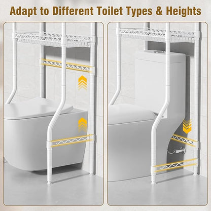 EAGMAK 4 Tier Over The Toilet Storage Rack, Bathroom Organizers and Storage Over Toilet with Adjustable Shelf and Basket, Above Toilet Storage Bathroom Cabinet for Small Space (White)