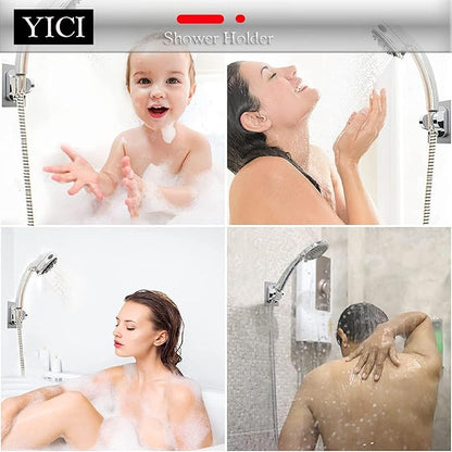 YICI Handheld Shower Head Holder No Drilling 12cm Strong Adhesive Hand Shower Holder Angle Adjustable Adhesive Shower Holder Shower Bracket (2-Pack Silver)