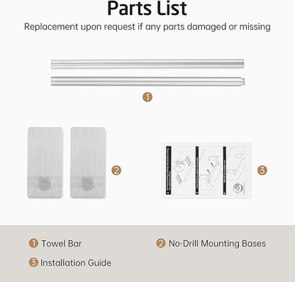 KES Adhesive Towel Bar 20-Inch Bathroom Towel Holder No Drill Stick on Towel Hanger Contemporary Style Wall Mount SUS 304 Stainless Steel Brushed Finish, A7000S50B-2