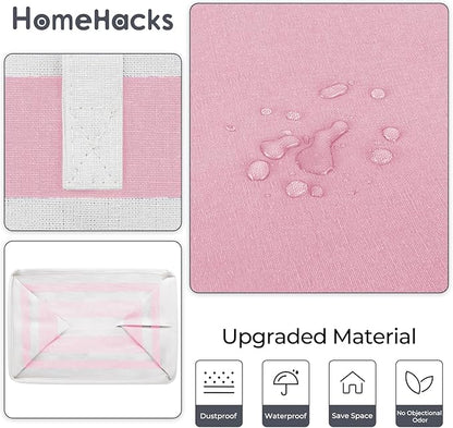 HomeHacks 2 Pack Large Laundry Baskets, Waterproof, Freestanding Laundry Hampers, Collapsible Clothes Hamper with Reinforced Handles in Laundry, College Dorm, Bathroom, Bedroom (Pink, 100Lx2)