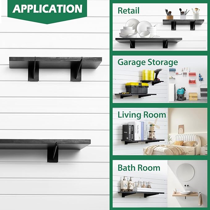 10 Inch Slatwall Shelf Bracket, Slatwall Accessories, Heavy Duty Slat Wall Shelf Bracket with Lip for Garage and Retail Display(16PC )