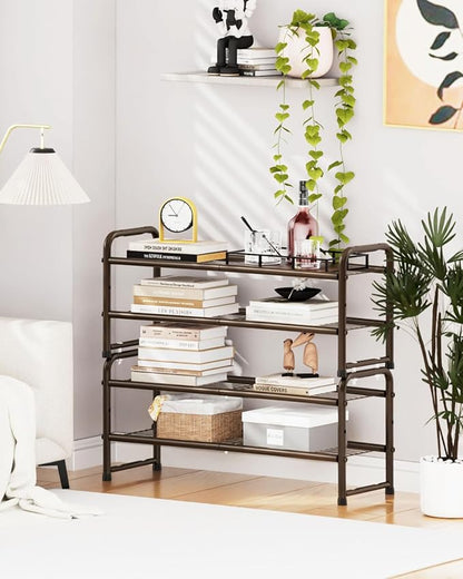 SUFAUY 2 Tier Shoe Rack, Closet Metal Shoe Rack Organizer Heavy Duty, Stackable, Bronze