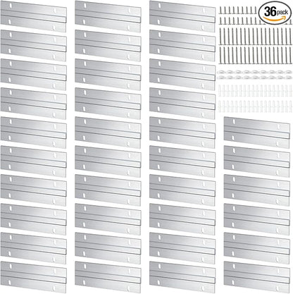 36 Pack French Cleat Hanger Headboard Wall Mounting Brackets Cleat Picture Hanger Kit Z Bar Supports with Plastic Expansion Tube Screws Silicone Dots for Picture Mirror Whiteboard (6 Inch)