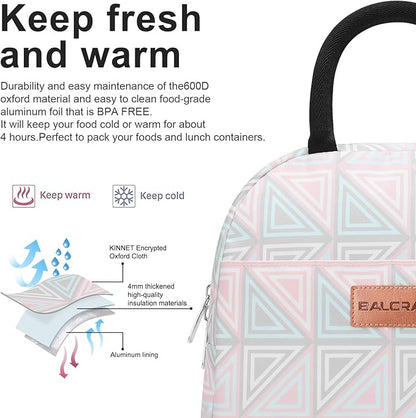 BALORAY Lunch Bag for Women Men Insulated Lunch Box for Adult Reusable Lunch Tote Bag for Work, Picnic or Travel (Triangle, M)