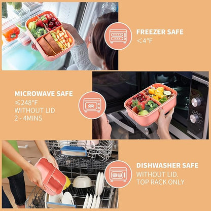 MISS BIG® Bento Box,Bento Box Adult,Lunch Box,Leak Proof Lunch Containers,No BPAs and No Chemical Dyes Bento Lunch Box,Dishwasher and Microwave Safe Lunch Containers for Adults(1900ml Pink)