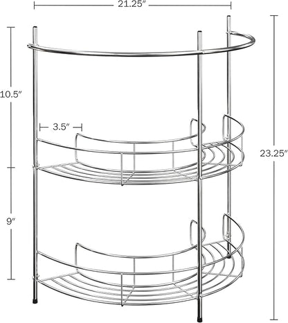 Pedestal Sink Organizer - Compact Under the Sink Rack with 2 Storage Shelves and Towel Holder - Space Saving Bathroom Storage by Lavish Home