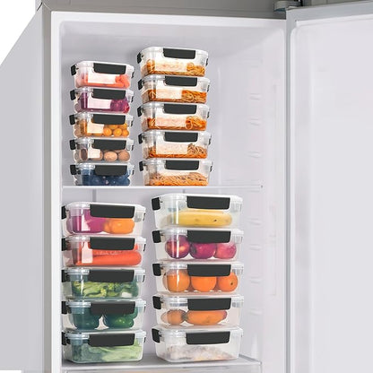 YORY 3 cup Plastic Food Storage Containers with Lids Nestable Freezer Dishwasher Safe Rectangle Container Set,5-Pack