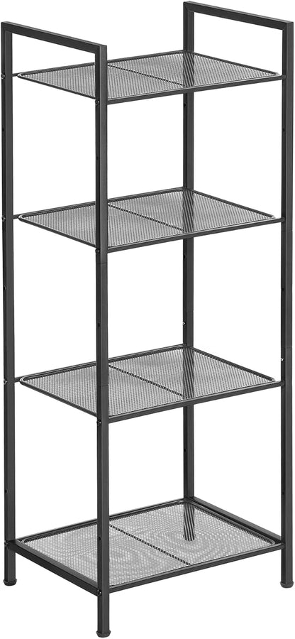SONGMICS 4-Tier Storage Rack, Bathroom Shelf, Extendable Plant Stand with Adjustable Shelf, for Bathroom, Living Room, Balcony, Kitchen, Black UBSC034B01
