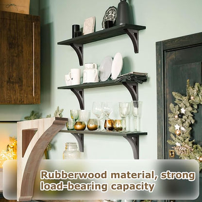 2 Pcs 1 3/4" W x 8 1/2" D x 12" H Traditional Wood Corbels Wooden Shelf Brackets Unfinished Paintable Solid Wooden Bracket for Doorway Countertops Home Shelves Cabinet Furniture Support