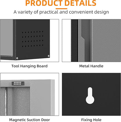 Metal Garage Wall Cabinet with 1 Door, 13.78'' Wide Wall Mounted Tool Cabinets for Garage, Basement, Warehouse, Kitchen, Bathroom, Home Office, Black, Assembly Required