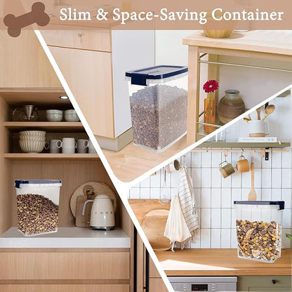 5 - 8 Lbs Dog Food Storage Container with Scoop - Airtight Cat Food Container - Buckle-Lock Pet Food Container for Dog, Cat, Bird Seed, Chicken, Dry Food Storage Bin Container for Rice, Cereal, Flour
