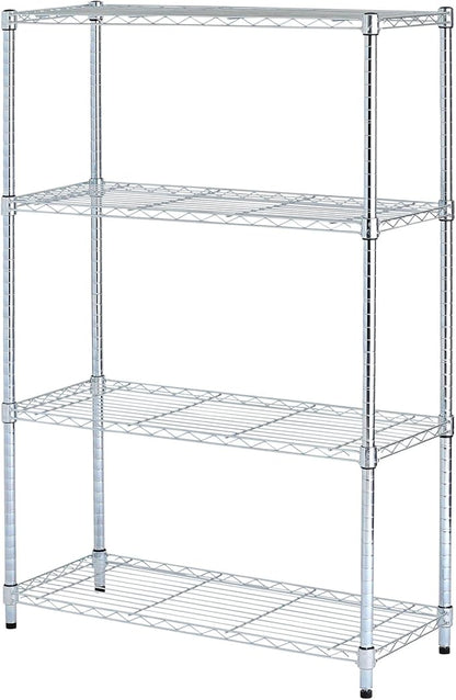 Alera ALE Residential Wire Shelving, Four-Shelf, 36w x 14d x 54h, Silver