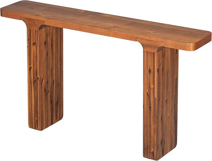 Elegant Acacia Veneer Entryway Table, Narrow Sofa Table Behind The Couch, Minimalist Rectangular Entryway Table, Modern Foyer Tables for Entryway, Hallway, Living Room, Foyer, Corridor (Natural-40RT)