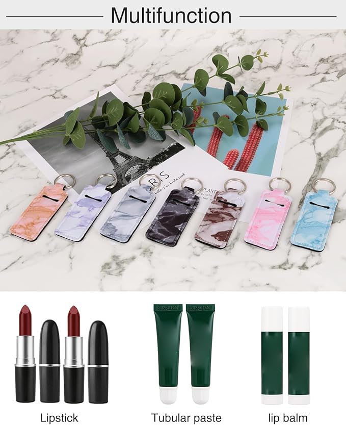 Chapstick Holder Keychain Lip Balm Holder Lipstick Sleeve Pouch Lip Gloss Holder Stocking Stuffers Gift for Women