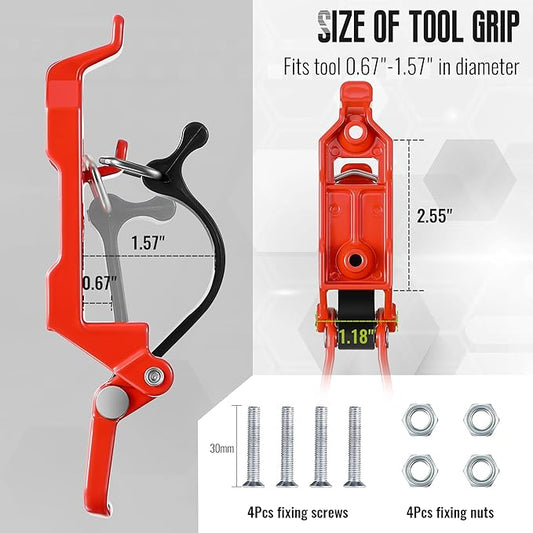 2 Pcs Shovel Holder for Truck, Heavy Duty Shovel Mounts for Roof Rack, Quick Release Axe Holder Mount Kit, Metal and Rubber Car Accessories/ Garage Storage/ Truck/ Wall Mounting Brackets