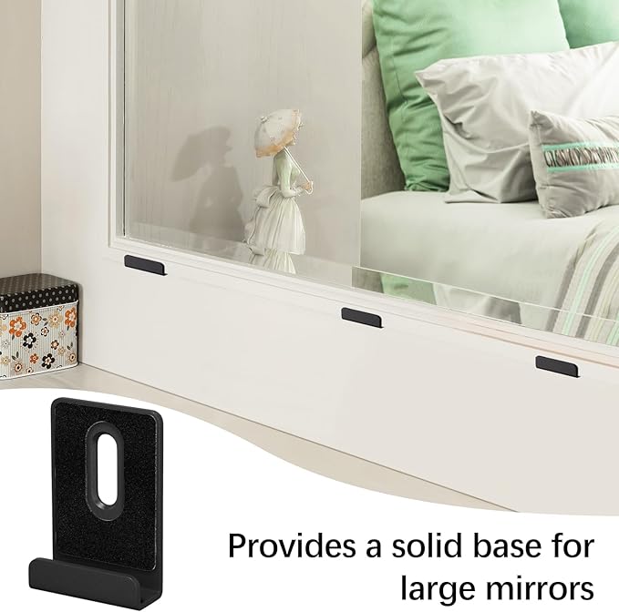 6Pcs Metal Mirror Clips for Wall Mounting, Mirror Holder Clips Heavy Mirror Hangers for The Wall (Black)