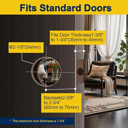 Lanwandeng Door Knobs with Lock and Key, Keyed Entry Door Knob, Exterior and Interior Door Lock, Door Handle Satin Nickel