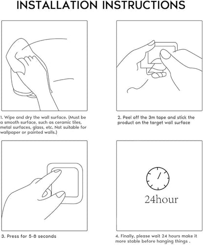 DELITON Adhesive Hooks for Hanging, 8 Pack White Wall/Towel Hooks for Bedroom Kitchen No Drill, Heavy Duty Sticky Shower Hook for Robes Coats Waterproof Stainless Steel