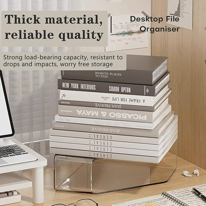 Vertical File Holder Clear Acrylic Desk Organizer Storage Bins Holding Plastic Document Organizer Clear PET Magazine Holder Basics Vertical Magazine Rack for Home Office School (1)