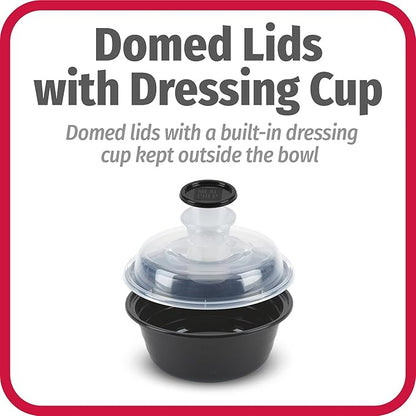 GoodCook 4-Cup Meal Prep Bowls Set with Lids and Dressing Cup,Microwavable Food Storage Containers for Meal Prepping,Set of 10,Black,(Pack of 4)