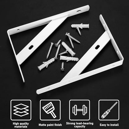 8 Pcs Heavy Duty Floating Metal Shelf Brackets, L Shaped Wall Mount Shelves Support Angle Brackets (3.7 x 6 inch White)