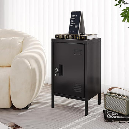 24.4" H Metal Locker Storage Cabinet with Adjustable Shelf, 1 Door Small Storage Cabinet with Adjustable Leveling Foot for Home,Office, Kids Locker,Assembly Required,Balck