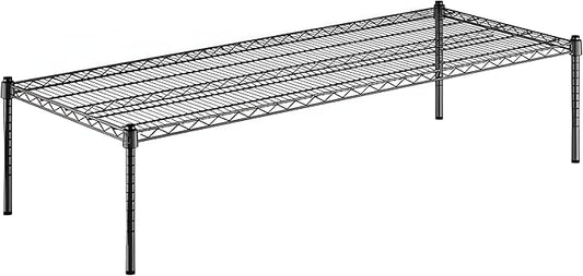 24" x 60" x 14" Black Epoxy Wire Storage Shelf, Dunnage Rack, Commercial 1 Tier Small Shelf