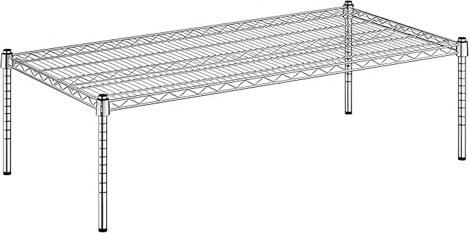 24" x 48" x 14" Chrome Wire Storage Shelf, Dunnage Rack, Commercial 1 Tier Small Shelf