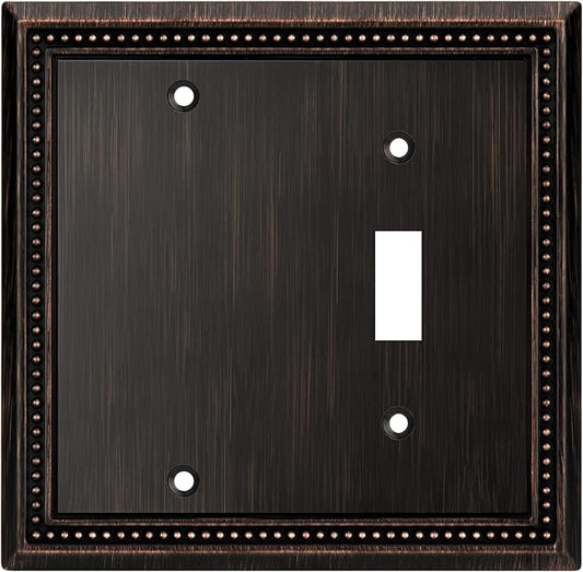 Henne Bery Sunken Pearls Heavy Duty Decorative Wall Plate Switch Plate Outlet Cover (Blank/Toggle, Aged Bronze)