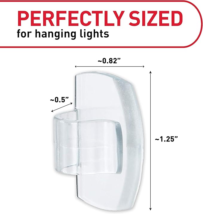 Command Outdoor Light Clips, 20 Clear Clips and 24 Command Strips, Damage-Free Hanging Outdoor Light Clips with Weather Resistant Strips, Wall Clip for Hanging Outdoor Lights and Cable Management