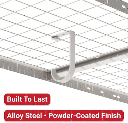FLEXIMOUNTS 4 Pack Add On Storage Flat Hook Accessory for Garage Ceiling Rack and Wall Shelving, Max Weight Capacity up to 50lbs, White