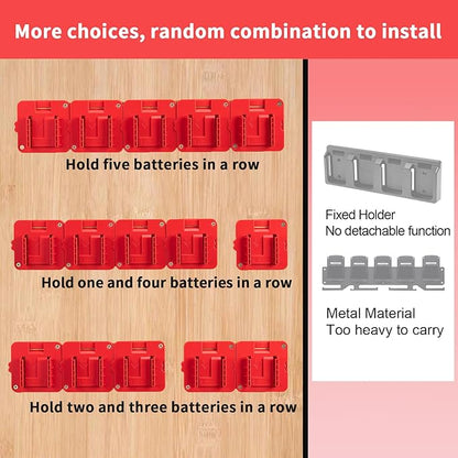 Battery Mount Holder Compatible for Craftsman 20V Batteries, Wall Mounts Hanger Fit for CMCB204 CMCB202 CMCB201, Organize Garage/Workshop/Work Truck(5 Pack, w/10 Screws, No Battery)