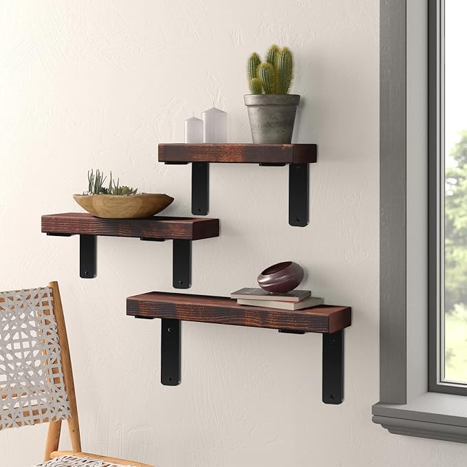 12 Pack - L 9" x H 6" x W1.5, 5mm Thick Black L Shelf Bracket, Iron Shelf Brackets, Metal Shelf Brackets, Floating Shelf, Shelf Supports with Screws