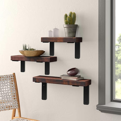 12 Pack - L 9" x H 6" x W1.5, 5mm Thick Black L Shelf Bracket, Iron Shelf Brackets, Metal Shelf Brackets, Floating Shelf, Shelf Supports with Screws