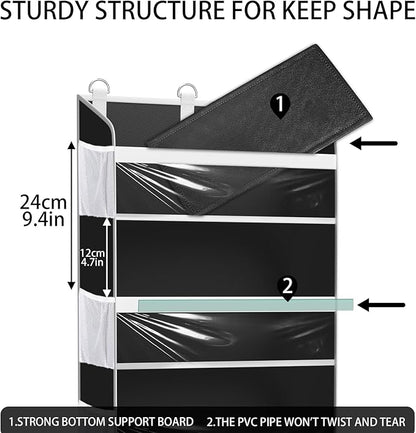 Over the Door Hat Organizer for Baseball Caps, Hold up to 60 Hats Rack Storage for Door/Closet/Wall, Clear Pockets Hanging Hat Holder for Baseball Caps with 10 Mesh Pockets, Grey