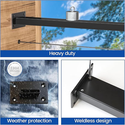 Muzata HT10 HL10 HT14 HL11 HL12 Flat Handrail Accessories - 2Pack End Brackets Universal Black Stainless Steel Handrail Support Wall Mount Base, HA34 BP4