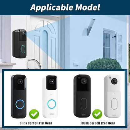 All-New Blink Doorbell Corner Mount, No-Drill Mounting Bracket Adjustable Angle (15/30/45 Degrees) Mount for Blink Video Doorbell Camera (1st & 2nd Gen), Black