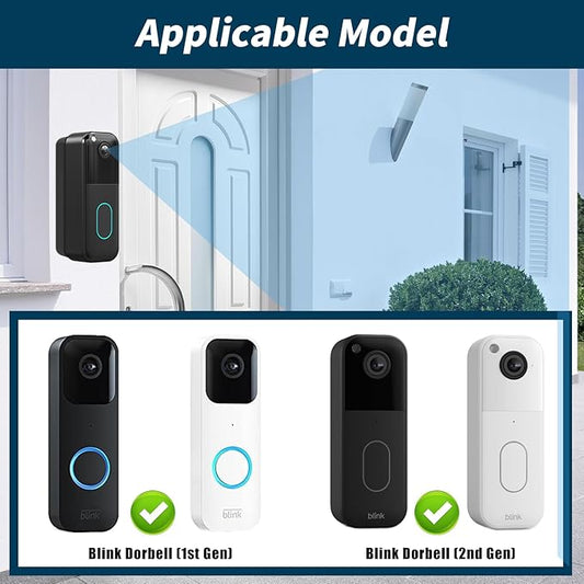 All-New Blink Doorbell Corner Mount, No-Drill Mounting Bracket Adjustable Angle (15/30/45 Degrees) Mount for Blink Video Doorbell Camera (1st & 2nd Gen), Black