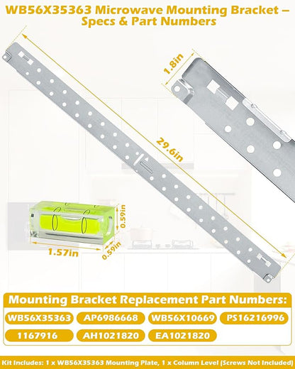 IWIWE WB56X35363 Microwave Mounting Plate/Bracket, Compatible with GE Microwave Ovens, WB02X35527 AP6986668 WB56X10669 PS16216996 1167916 AH1021820 EA1021820 (with Column Level)