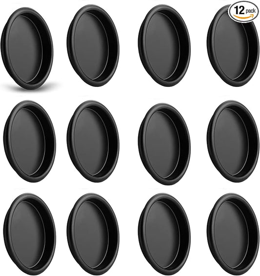 HOMOTEK 12 Pack Closet Door Finger Pulls, 2-1/16” Round Sliding Handles, Bypass Pulls Recessed Door Pulls, Cabinet Pulls, Pocket, Easy Snap No Drill, Matte Black
