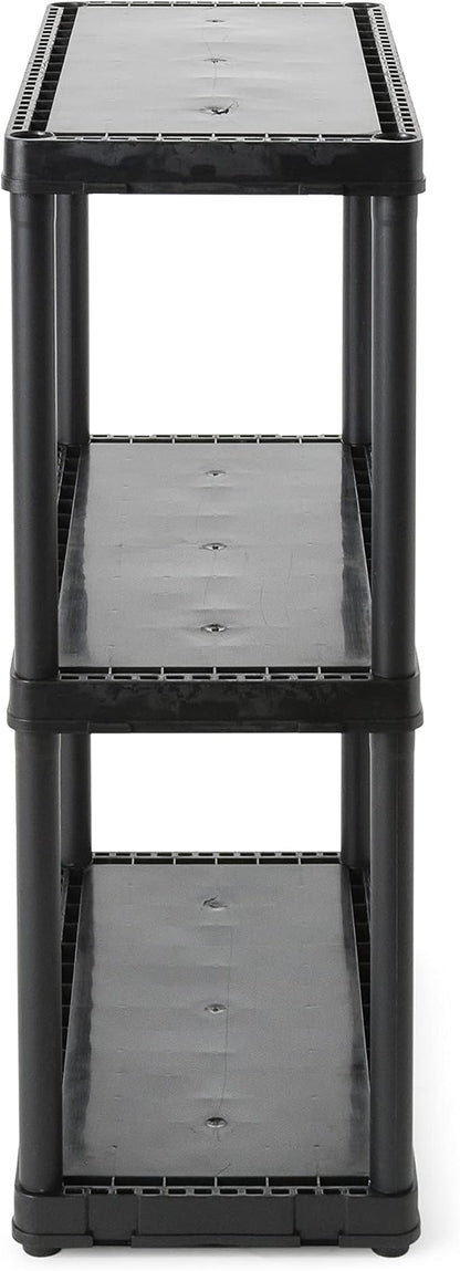 Gracious Living 3 Shelf Fixed Height Light Duty Storage Unit 12 x 24 x 33" Organizer System for Home, Garage, Basement, & Laundry, Black (2 Pack)