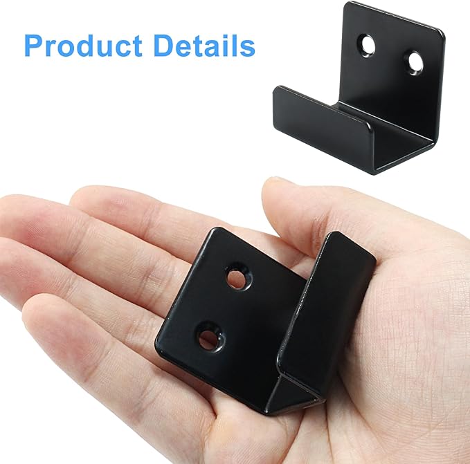 6 Pack Wall Hanger Fastener, Stainless Steel Wall Mount Brackets Hook with 25 mm Inner Width Heavy Duty Tile Hangers for Ceramic Display (Black)