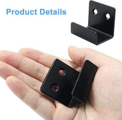 6 Pack Wall Hanger Fastener, Stainless Steel Wall Mount Brackets Hook with 25 mm Inner Width Heavy Duty Tile Hangers for Ceramic Display (Black)