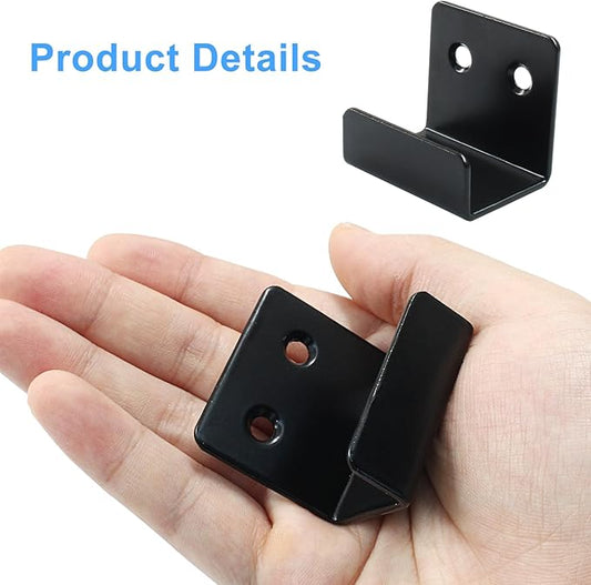 6 Pack Wall Hanger Fastener, Stainless Steel Wall Mount Brackets Hook with 25 mm Inner Width Heavy Duty Tile Hangers for Ceramic Display (Black)
