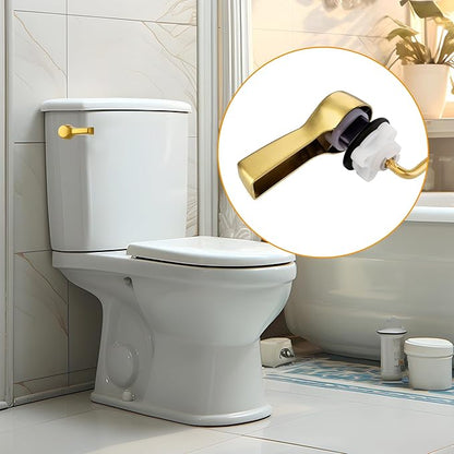 Hibbent Universal Metal Side Mount Toilet Handle Replacement Kit, Brass Toilet Flush Tank Lever with Stainless Steel Flapper Chains for Most Toilets, Brushed Gold