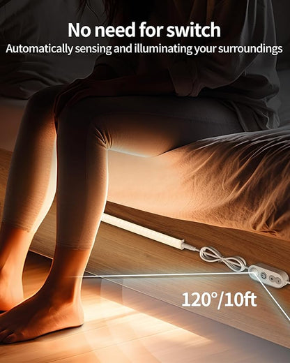 ASOKO Motion Sensor Dimmable Led Under Cabinet Lighting Plug in - 3 Pcs 12 inches Linkable Counter Light Bars, Led Closet Light Daylight White 4500K